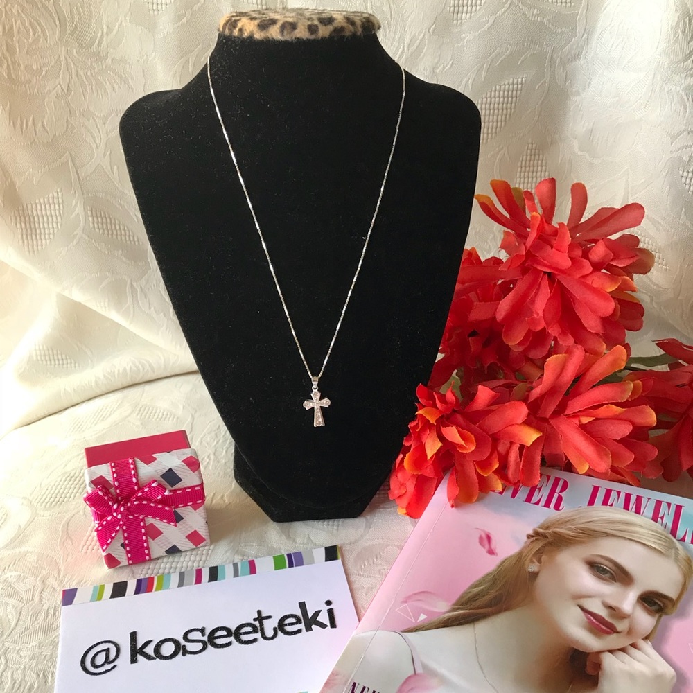 Cross stone necklace LP101 silver 925